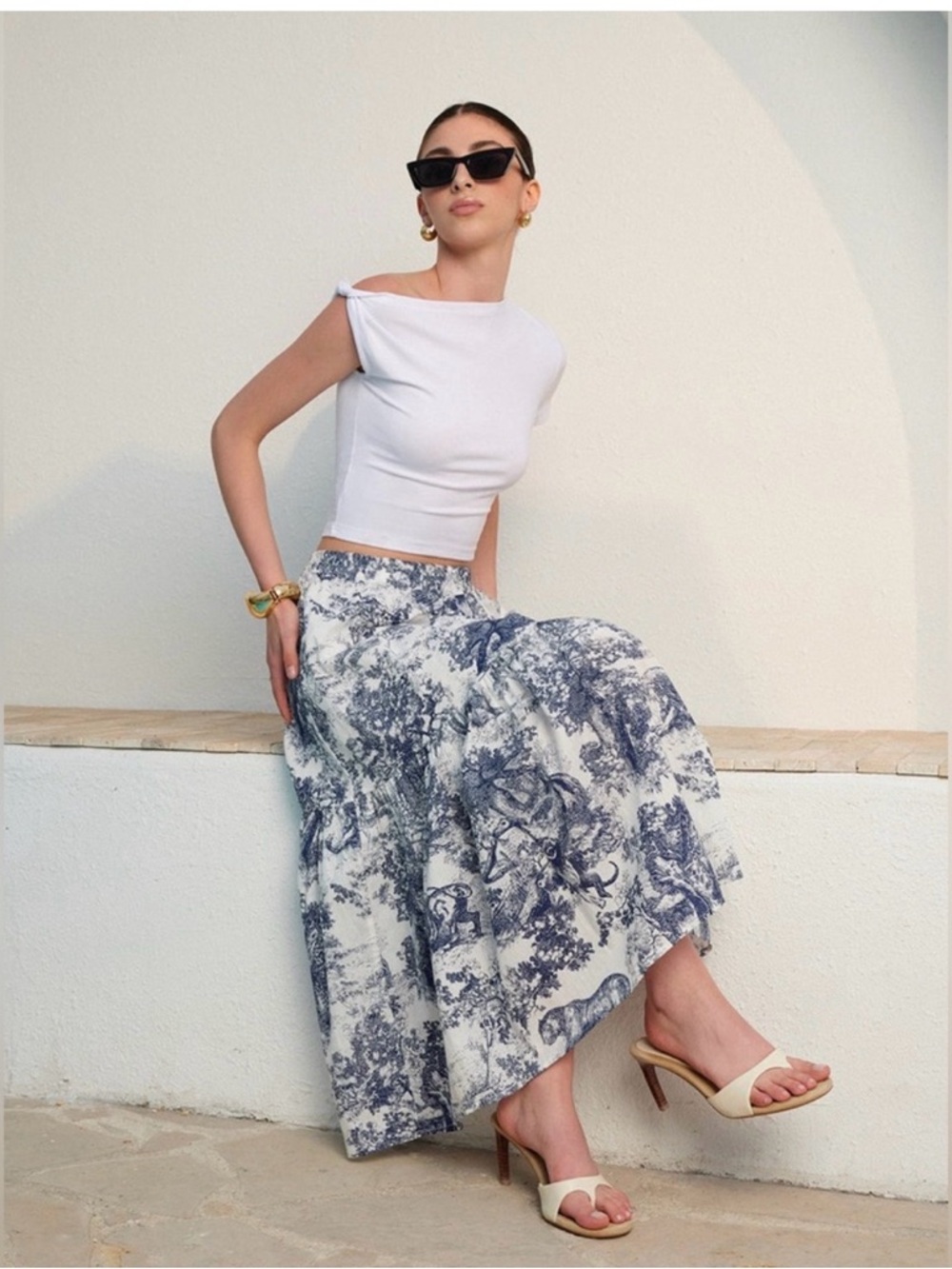 Safari Toile Print Tiered Midi Skirt - Women's - Picture 2 of 2